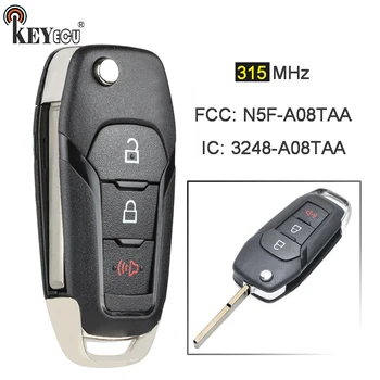 

KEYECU 315MHz FCC: N5F-A08TAA Keyless Entry Folding 2+1 3 Button Remote Car Key Fob for Ford F-150 F-250 Explorer F450