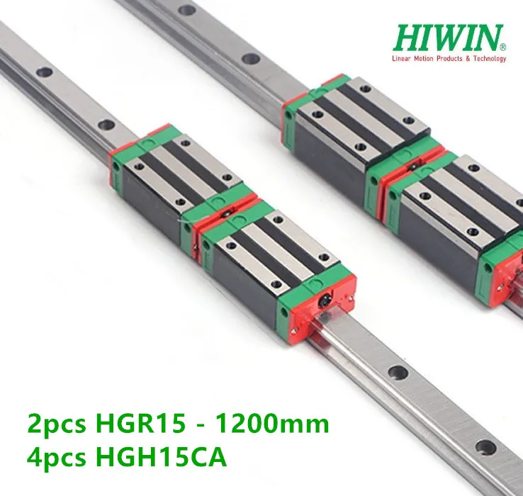 

2pcs 100% original Hiwin linear rail HGR15 -L 1200mm guide +4pcs HGH15CA narrow blocks carriage bearings slider CNC parts