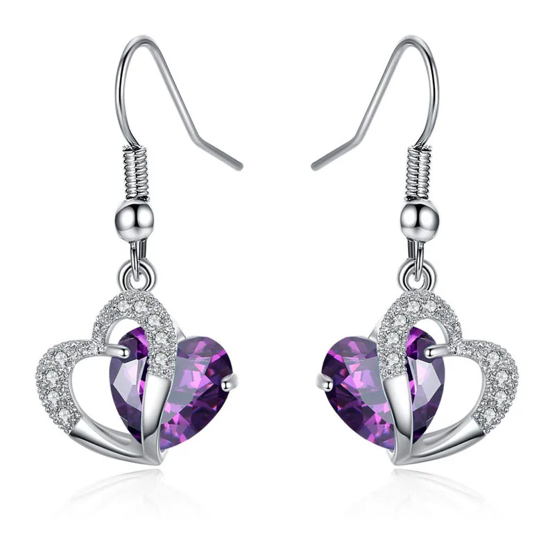 

Valentine's gift fashion Women's heart-shaped dangle Earrings ocean earring Full CZ earring For Wedding Party Jewelry