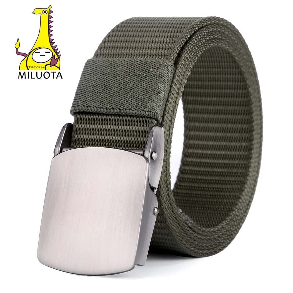 

[MILUOTA] 2018 Men's Canvas Belt Metal Tactics Woven Belt Canvas Belt Casual Pants Cool Wild Gift for Men Belts MU071