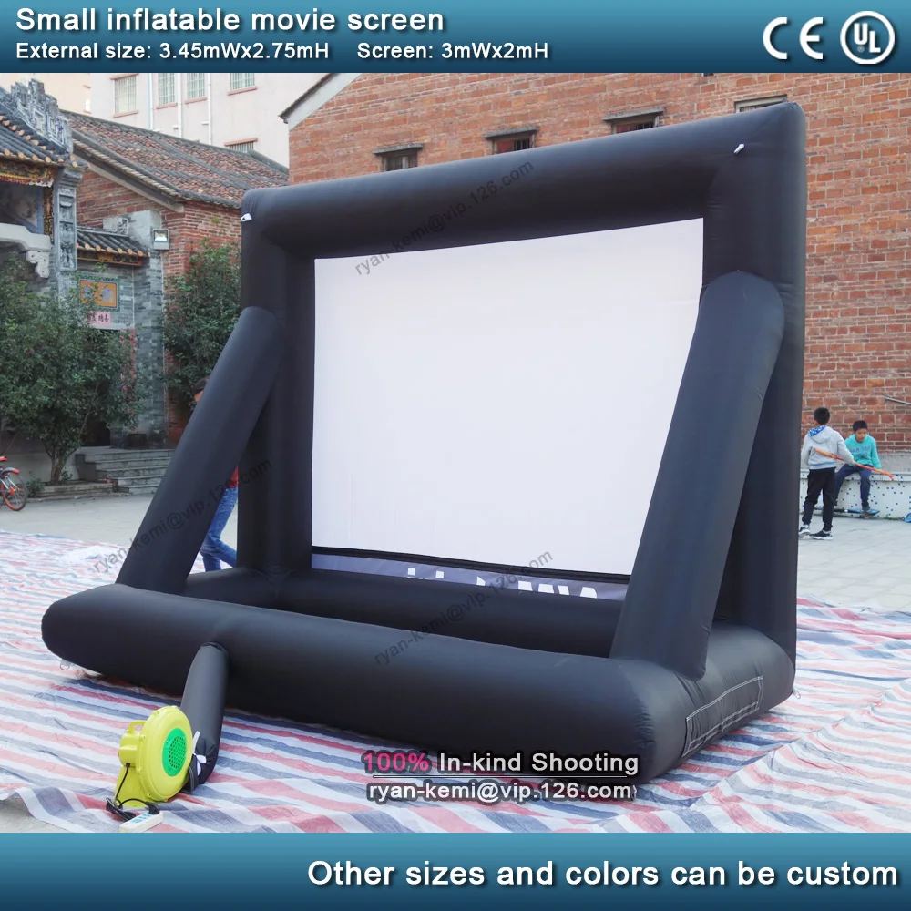 3m front rear projection inflatable movie screen small inflatable film screen yard party TV air cinema with blower 4