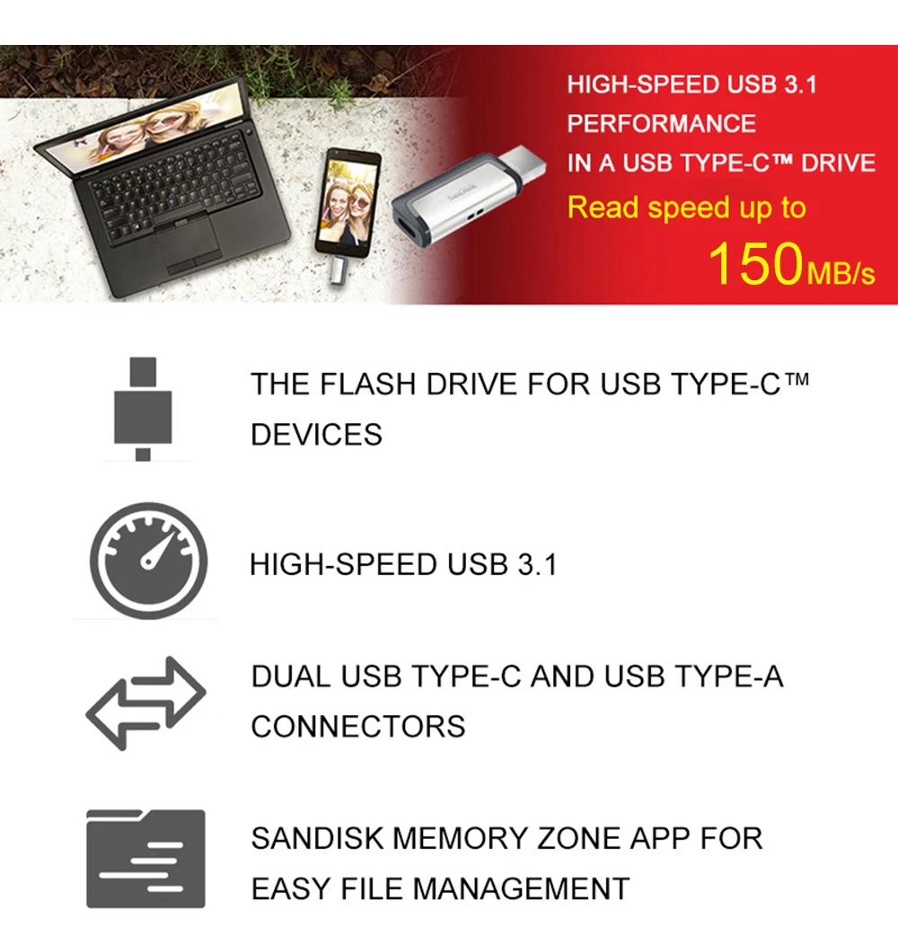 Sandisk CC2 type-C двойной OTG USB флеш-накопитель 128 ГБ флеш-накопитель USB 64 ГБ флеш-накопитель Micro USB миниатюрный USB флеш-накопитель Тип C