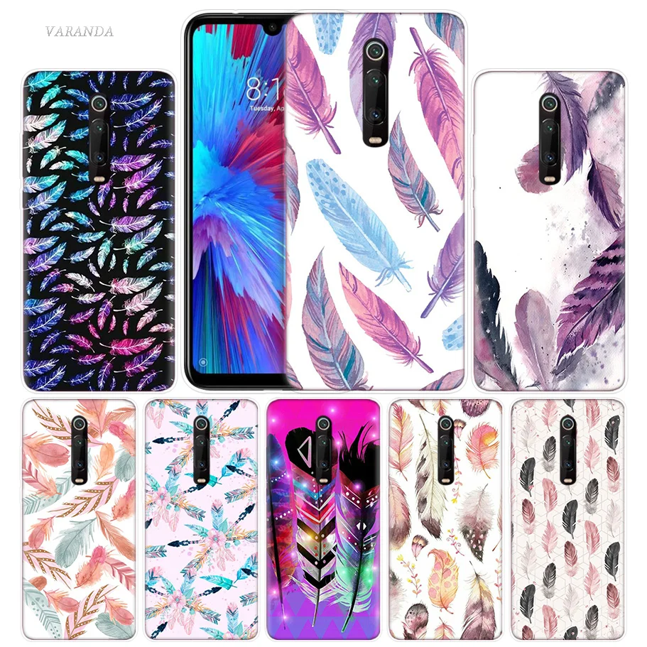 

Colorful Feather art Case for Xiaomi Redmi Note 7 7S K20 Y3 GO S2 6 6A 7A 5 Pro MI Play A1 A2 8 Lite Poco F1 Silicone Phone Bags