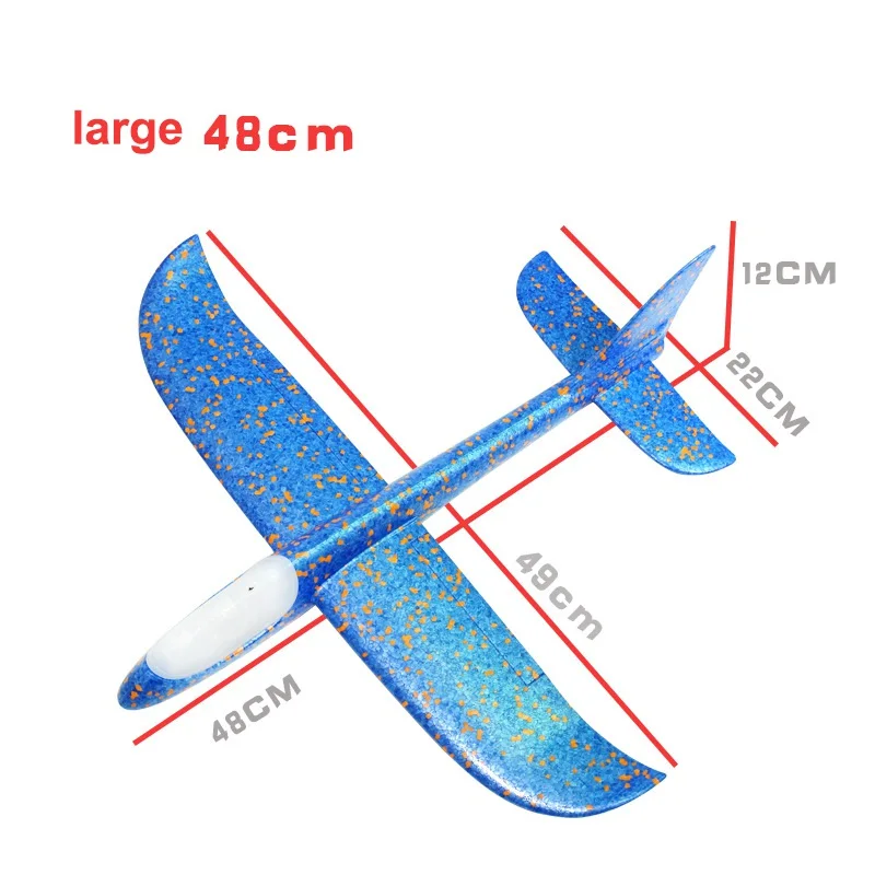 Flying Mini Foam Throwing Glider Inertia Led Night Aircraft Toy Hand Launch Airplane Model Light Toys For Kid 48cm LED Light hot