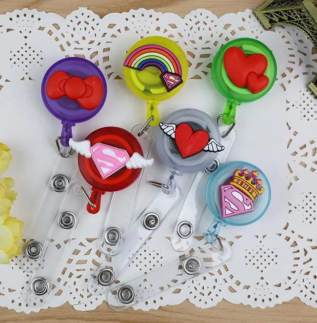 

GYREKEN Brand Candy Color Cartoon Retractable Badge Reel Student Nurse ID Name Card Badge Holder Hospital School Office K030