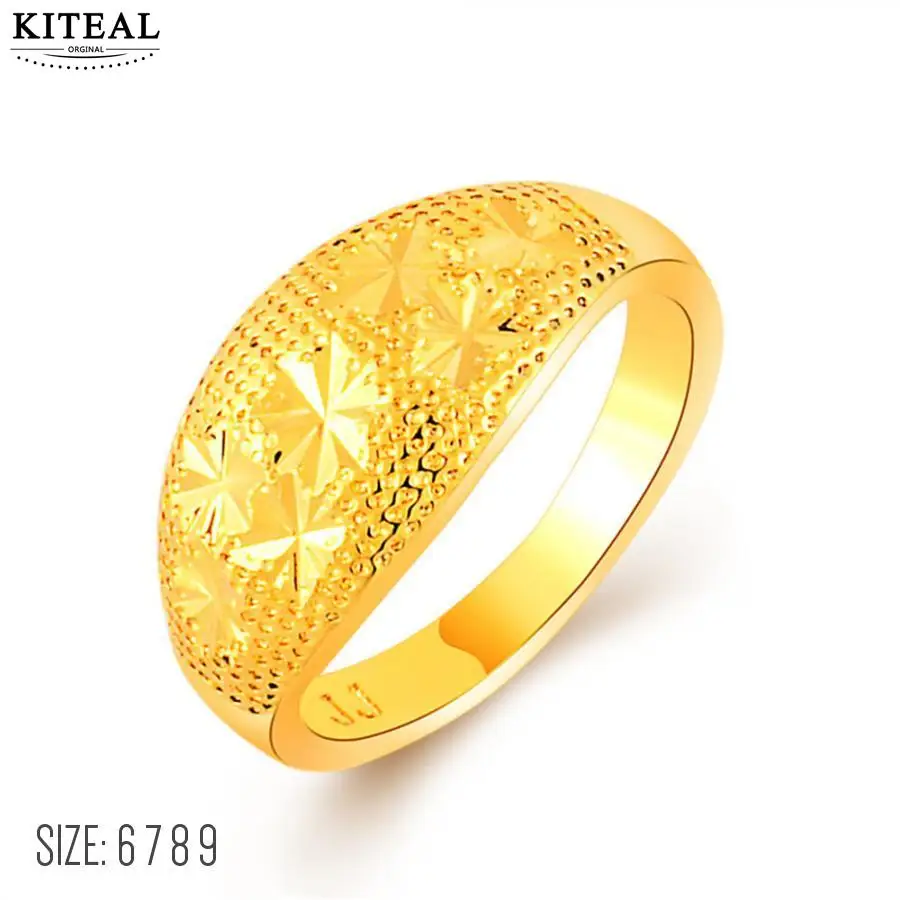 KITEAL 24k цвет золотистый; Размеры 6, 7, 8, 9, женские обручальные кольца в простом стиле цвет чистого золота ANEL de Ouro ювелирные изделия