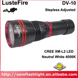 Lustefire DV-10 CREE XM-L2 U3 СЗ 4000 к/вт 6500 К 1000 люмен Плавная Скорректированная Дайвинг светодиодный фонарик-черный (1x18650/2x26650)