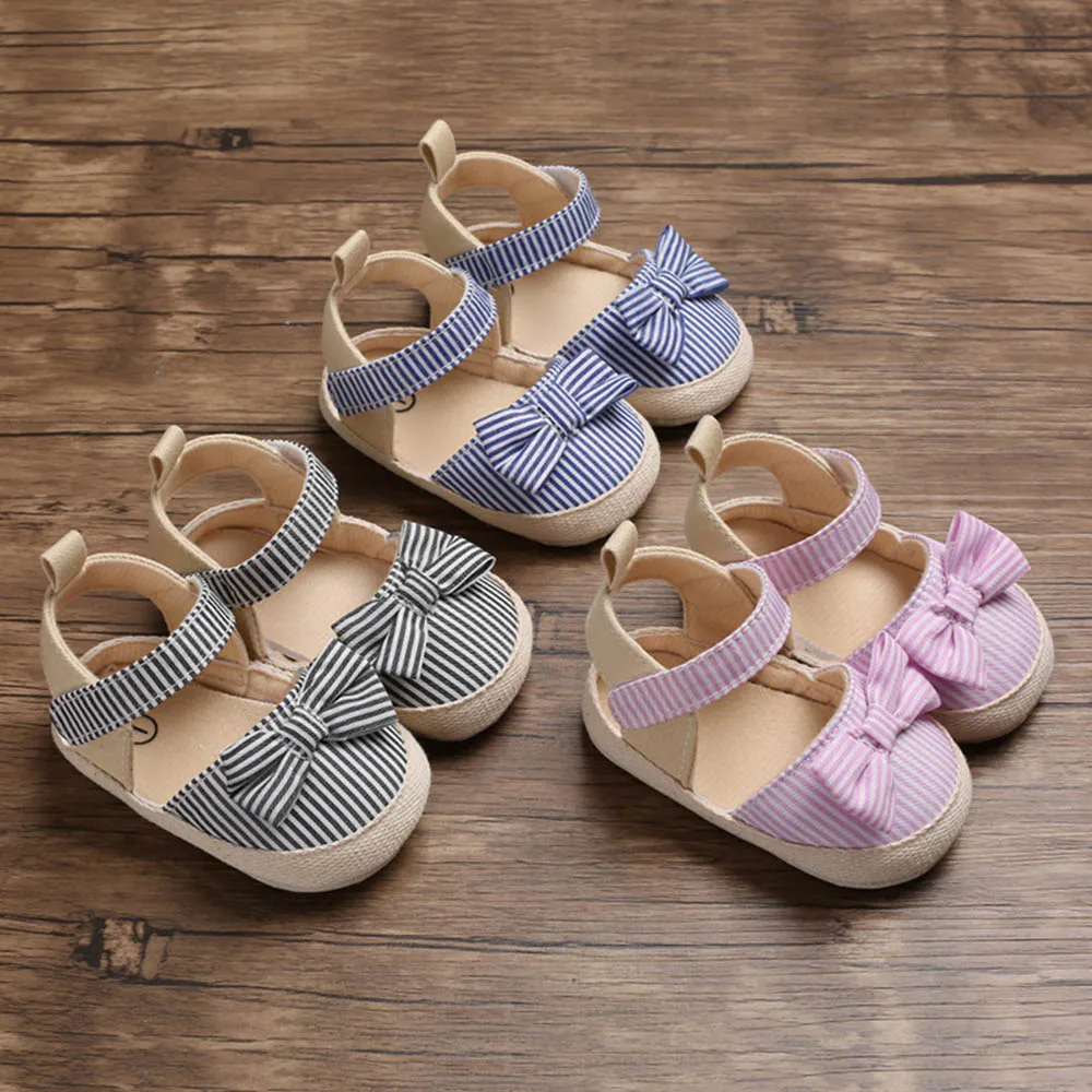 2019 Summer Newborn Bowknot Decor Shoes Soft Sole Shoes First Walkers Sandals 0-18M Girl Beach Sandals