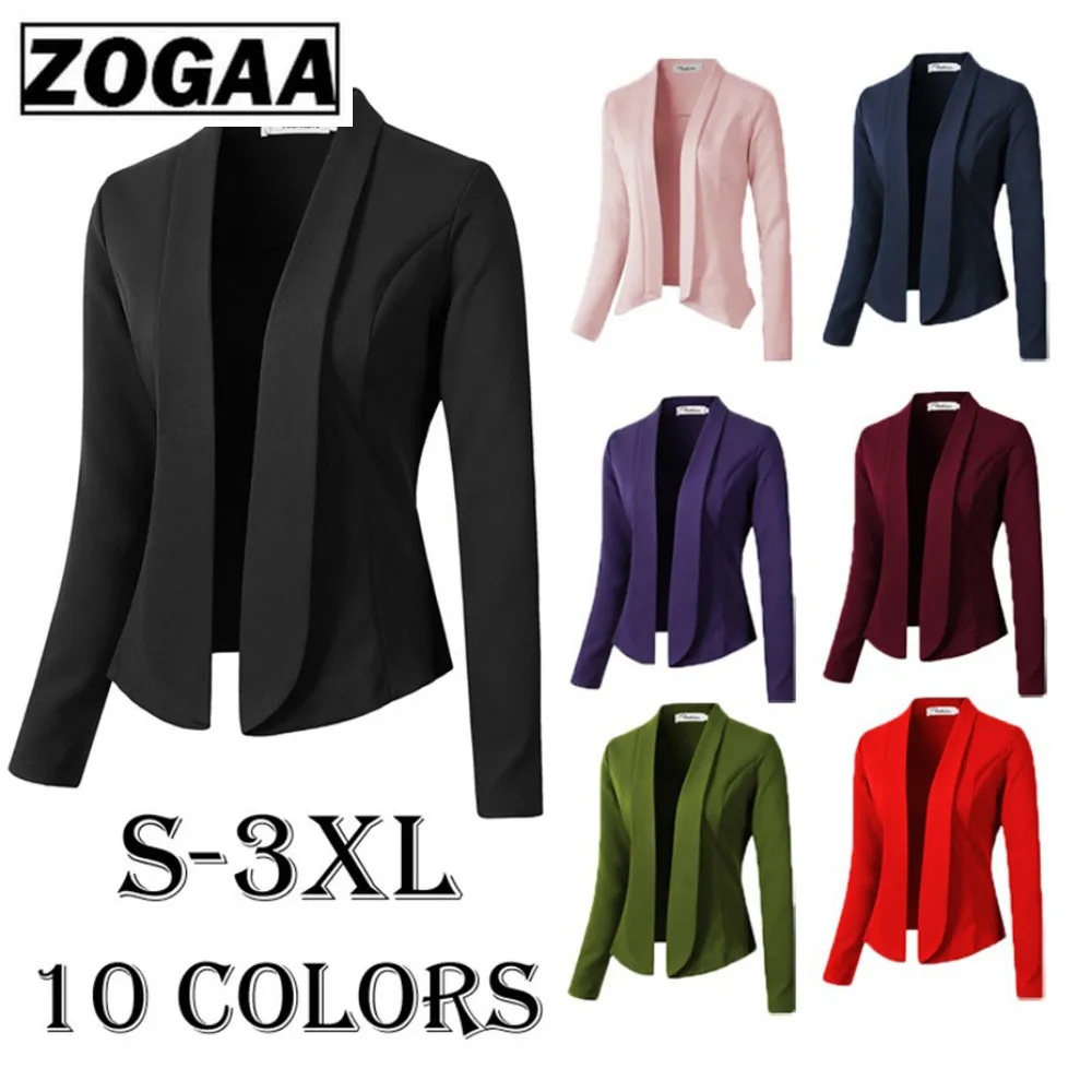 

ZOGAA Women Coat Casual Jacket 2019 Fashion Work Office Lady Suit Slim Fit None Button Business Female Oversized Women Coat