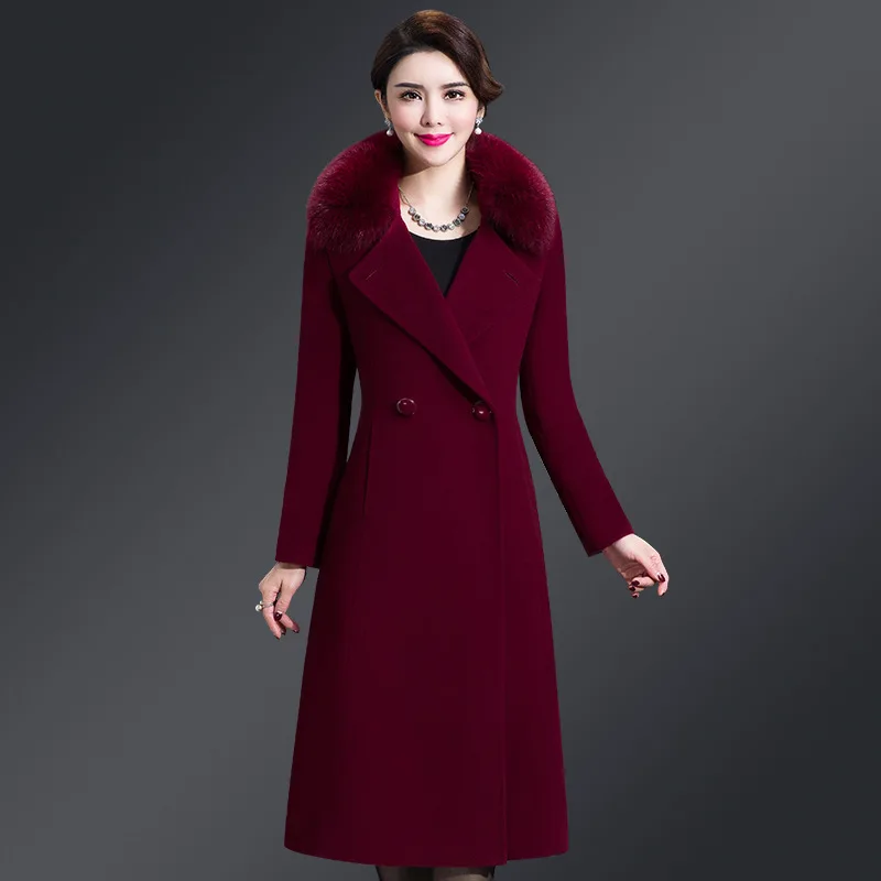 casaco feminino 2018 UK Women Plus size Autumn Winter Cassic Simple Wool Maxi Long Coat Female Robe Outerwear manteau femme