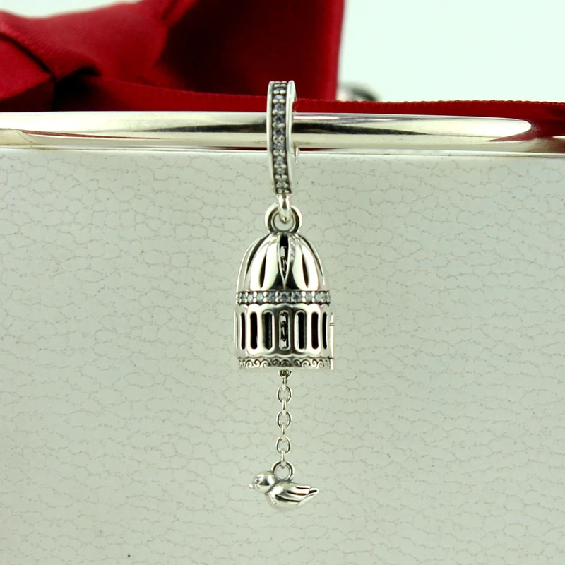 

ROCKART 100% 925 Sterling Silver Free As A Bird Hanging Charm Fits Original Bracelets DIY Beads Fine Jewelry