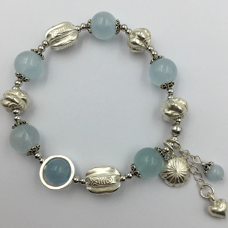 Sinya Natural Aquamarine Bracelet in 925 sterling silver blue crystal elastic bangles for Lover women ladies Mum best gift 2018  (16)