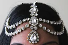 Hechos a mano Kundan piedras pelo cadena Grecian estilo cabeza cadena head joyería