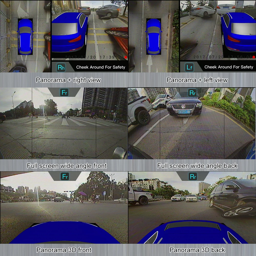 Carsanbo Ночное видение 360 бесшовные объемный вид видеорегистратор с четырьмя