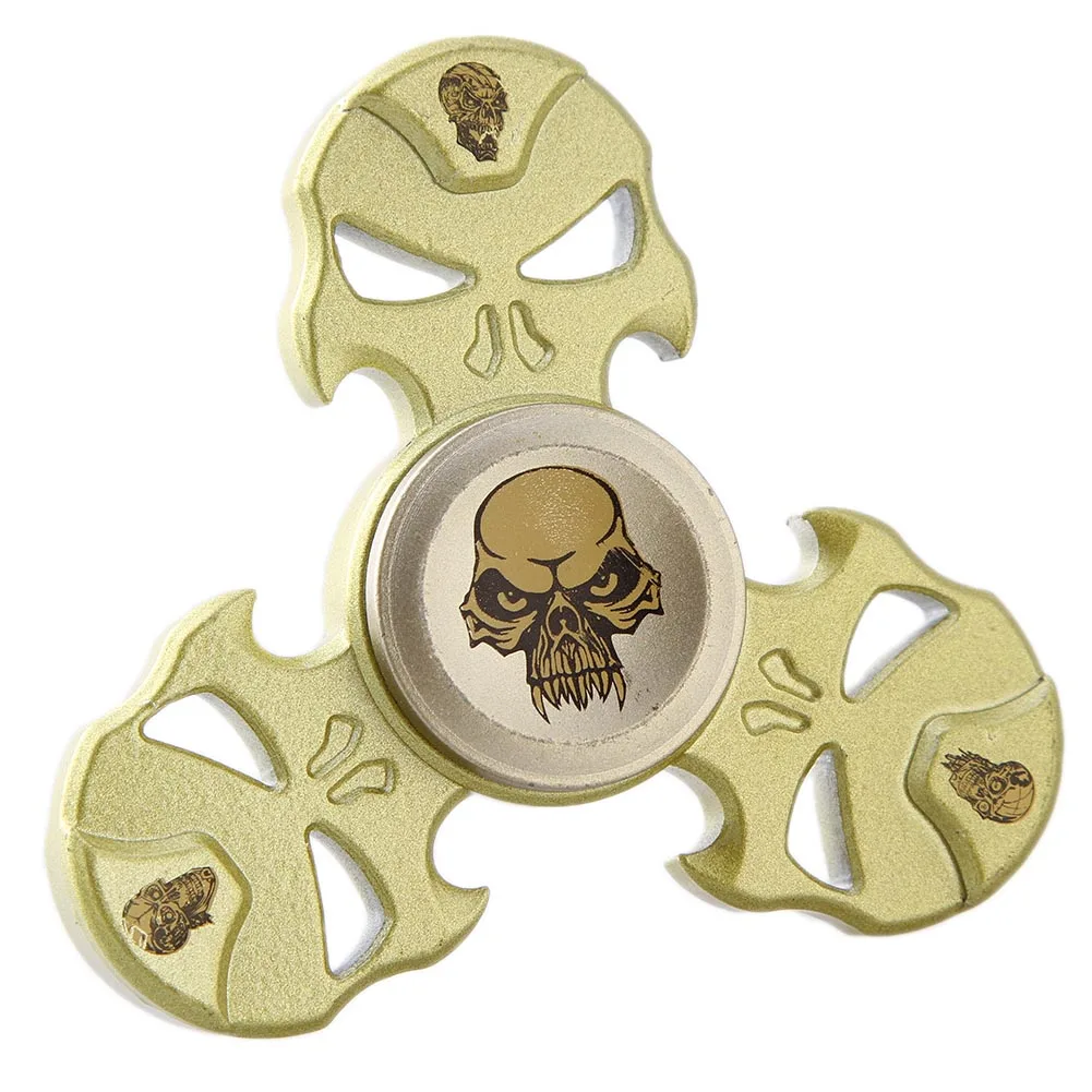 

2017 New Fidget Toy Skull Spinner Hand Metal Finger Stress Spinners Tri-spinner Triangular Bearing EDC Spinning Top Gyroscope