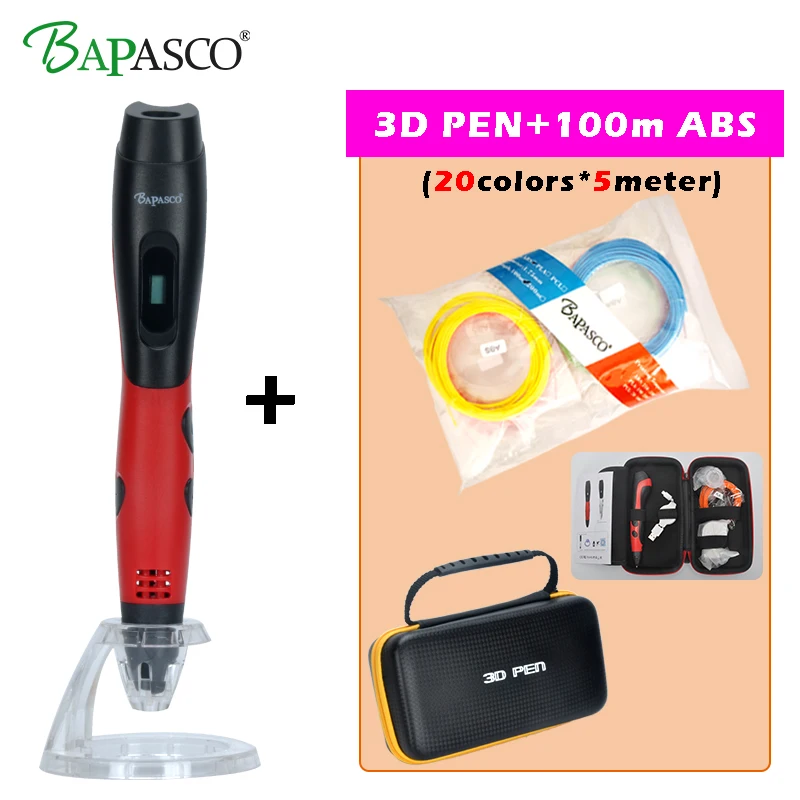 

Bapasco Factory 2018 3D Pen BP-04 3D Printing Pen + 100M(20 Color) ABS Filaments OLED Temperature Screen 3D Drawing Pe For Kids
