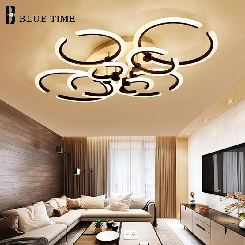 

Luminaires Modern Led Chandelier White&Black Led Lustre Ceiling Monted Chandelier Lighting Living room Bedroom Dining room Light