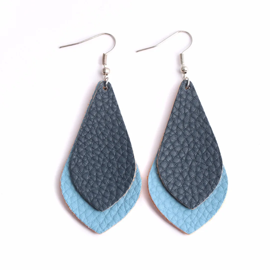 Bohemian PU Leather Long Drop Earrings For Women Trendy Statement Multi Layer Water Drop Earring oorbellen Jewelry Shellhard