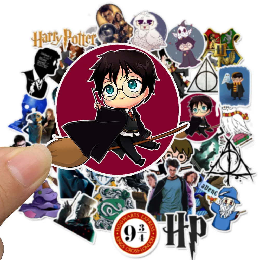 50 PCS Harry Hogwarts Stickers Cartoon Harri Magic Waterproof DIY Decals Sticker for Fridge Suitcase Stationery Developer Decor