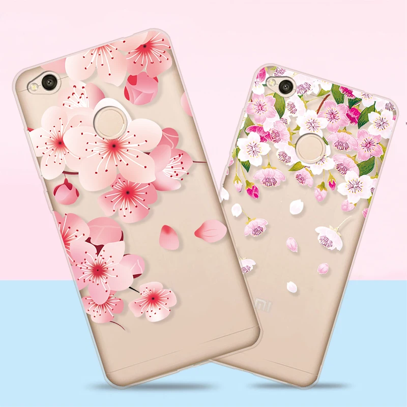 LANCASE Cartoon Case for Redmi 4X Flower Cute Tiger TPU Silicone Clear Xiaomi Cover 3D Relief Casa Hoesje |