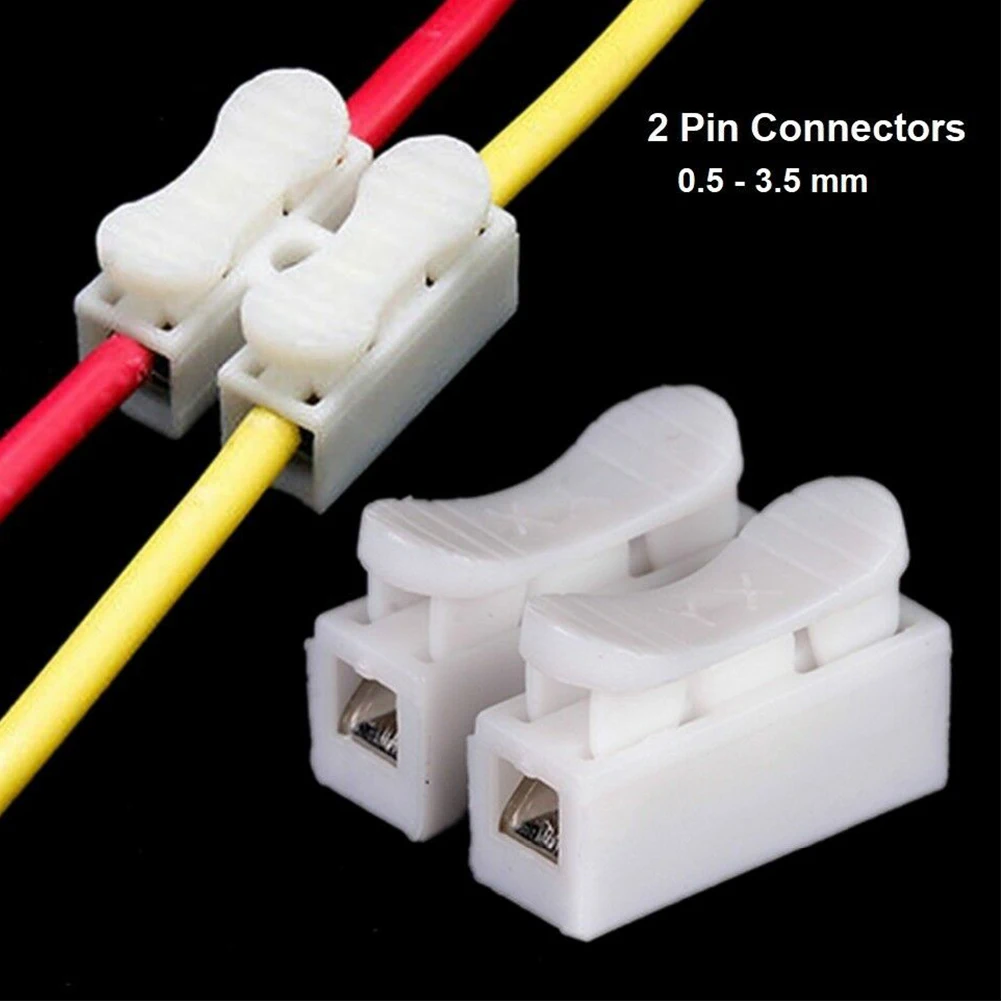 

10pcs Press Type Wire Terminals Clamp 10A Durable 220V 2 Way Quick Splice White Self Locking Safe Connection Block Lighting