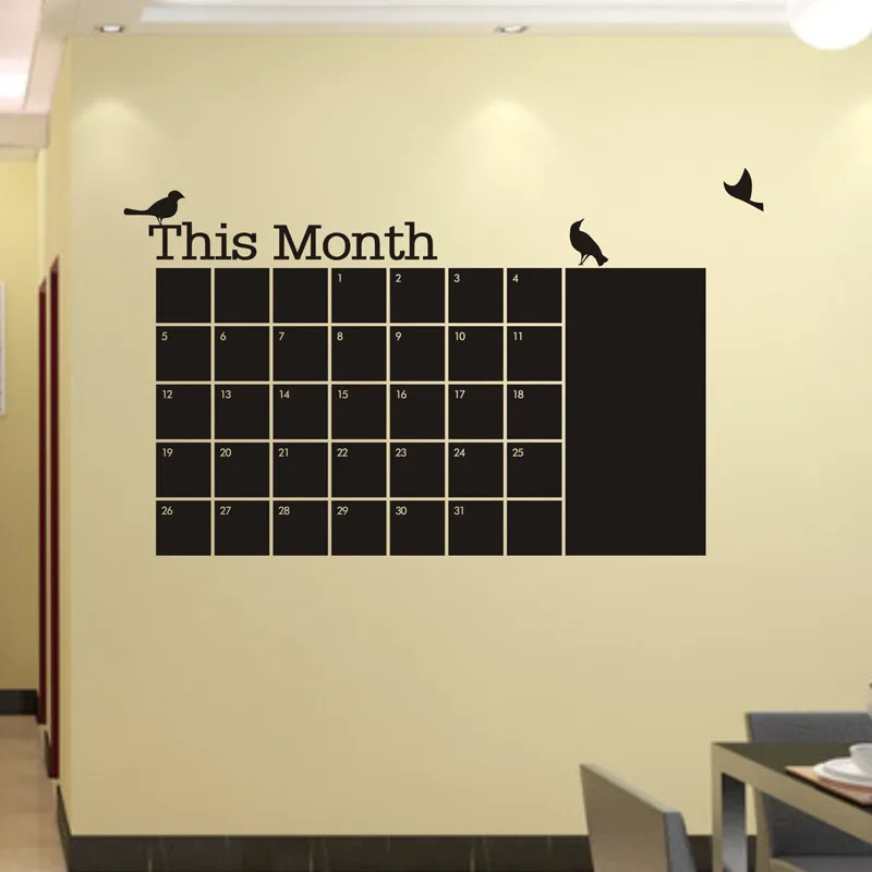 

58x95 MEMO Blackboard Poster Month Plan Wallpaper Bird Decals Study Room Chalkboard Stair Sticker Wall Sticker Offcie Stickers