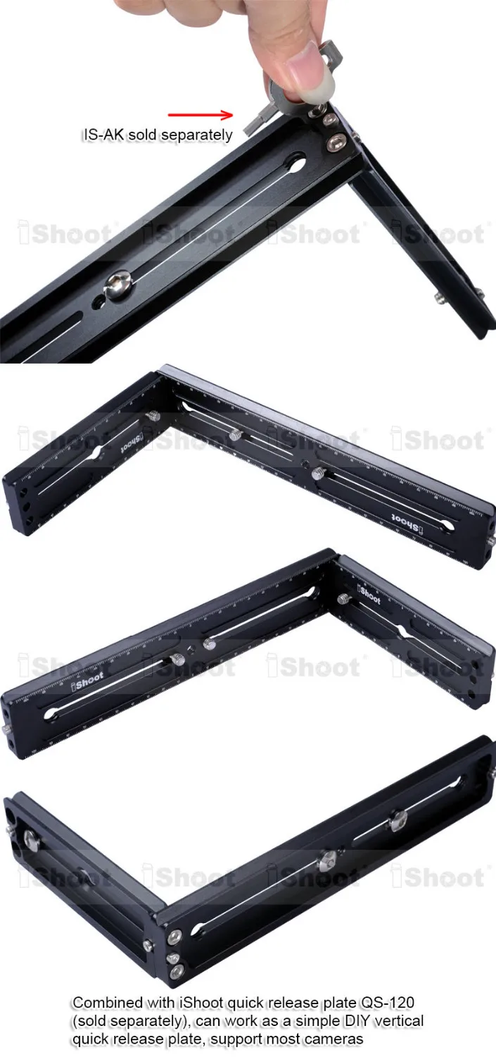 Ishoot Placa de Liberação Rápida de 22cm Mais Placa de 12cm qr para Câmera Tripé Cabeça de Bola-pode Moldar Placa de Liberação Rápida Vertical Universal - Image 4