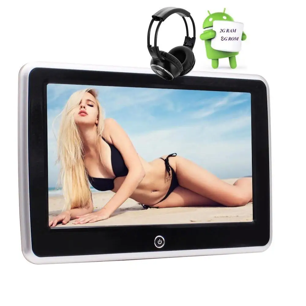 

Android Car Headrest Monitor Player 10.1'' Touch Screen Monitor Rear-seat Headrest Support HDMI FM WIFI Quad-core+IR Headphone