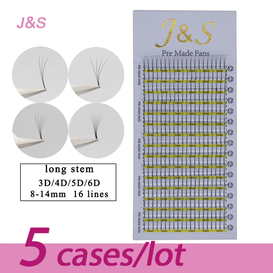 

J&S eyelash extension 3D 4D 5D 6D long stem pre made fans makeup tool false eyelash heat bonded hand made mink sile lashes