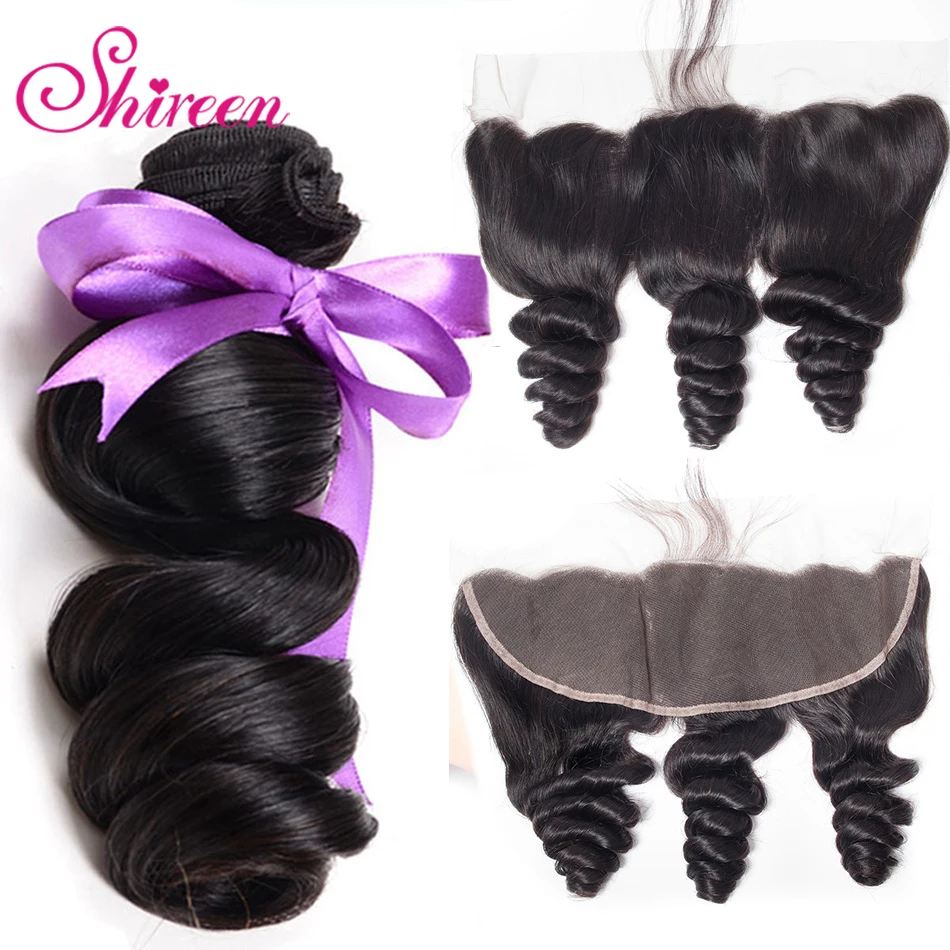 

Shireen Hair Brazilian Loose Wave With Closure 3 Bundles With 13*4 Free Part Ear to Ear Lace Frontal Closure Remy Hair Extension