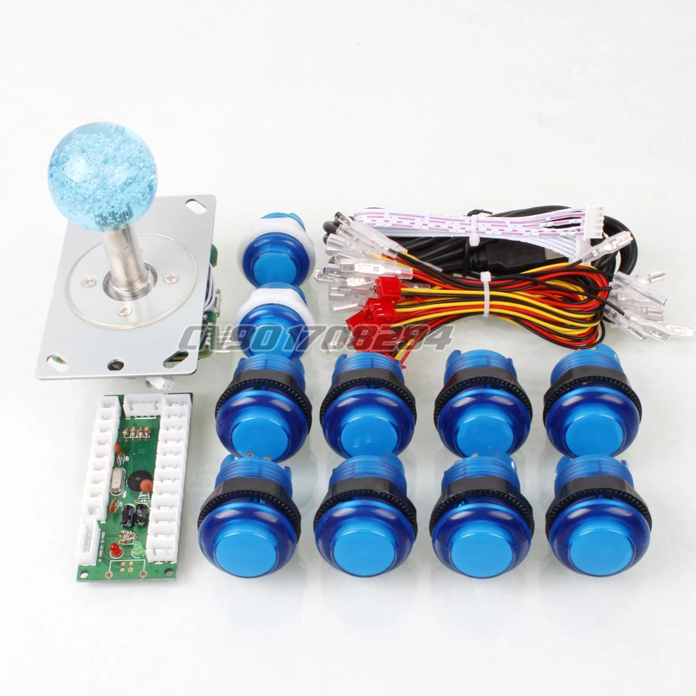 New Zero Delay USB Encoder to PC Joystick Games + 5V LED Rocker + 10 Illuminated Push Buttons For Arcade DIY Kits Parts