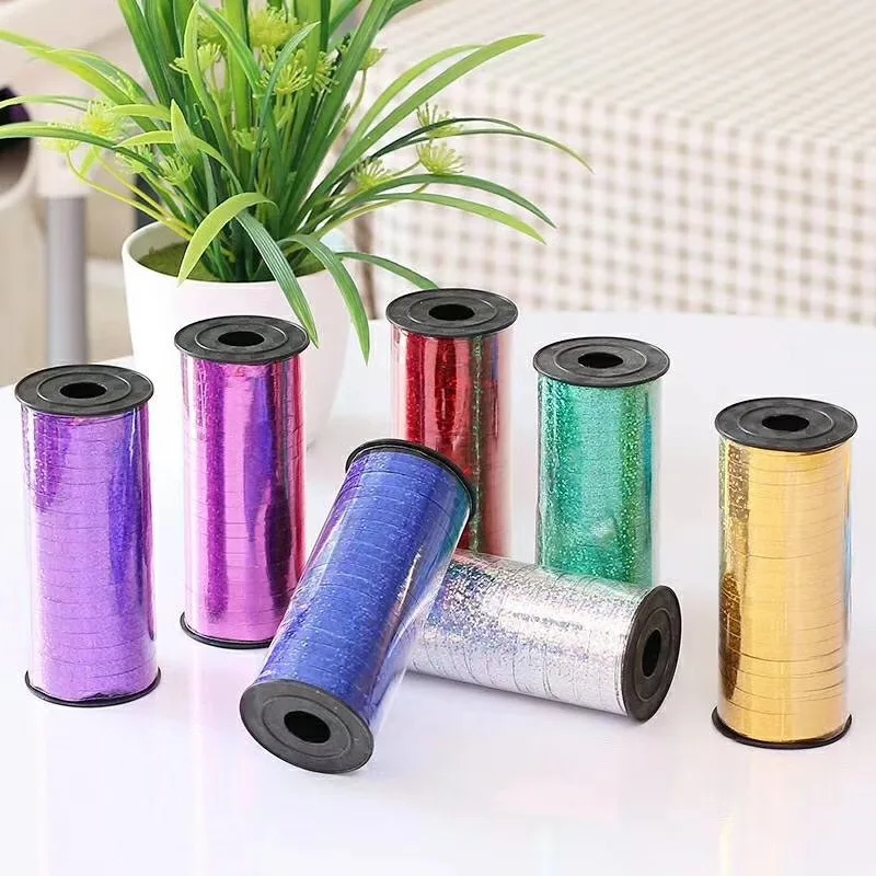 

100Yards Laser Balloon Ribbon HAPPY BIRTHDAY Ribbon For Balloons Globos Accessories Wedding Birthday Home Decoration Lint 8Z