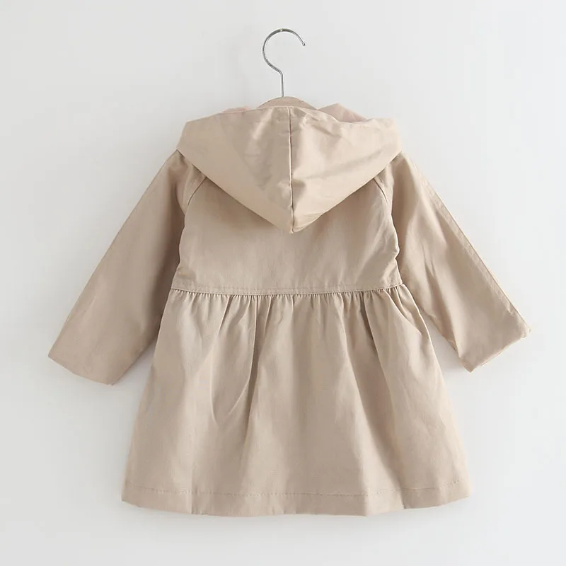 Новая ветровка в британском стиле для девочек 5-16 лет, однобортная Детская куртка, длинное хлопковое пальто с капюшоном для девочек, детская куртка и пальто
