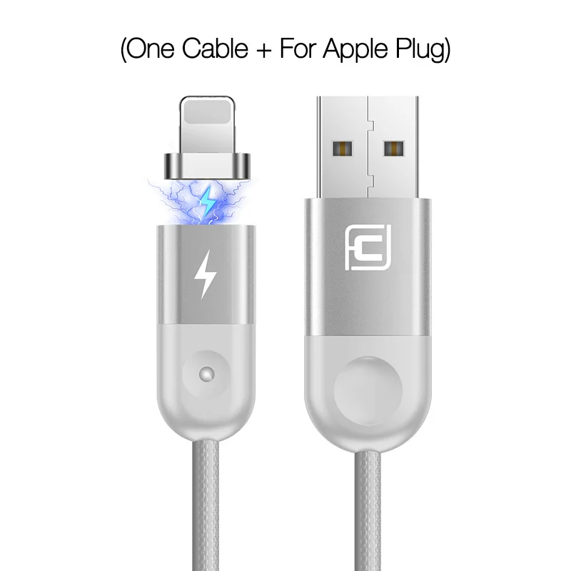 CAFELE usb зарядный кабель для iPhone Micro type C USB кабель для samsung huawei Xiaomi передачи данных Магнитный кабель светодиодный светильник - Цвет: Silver for iphone