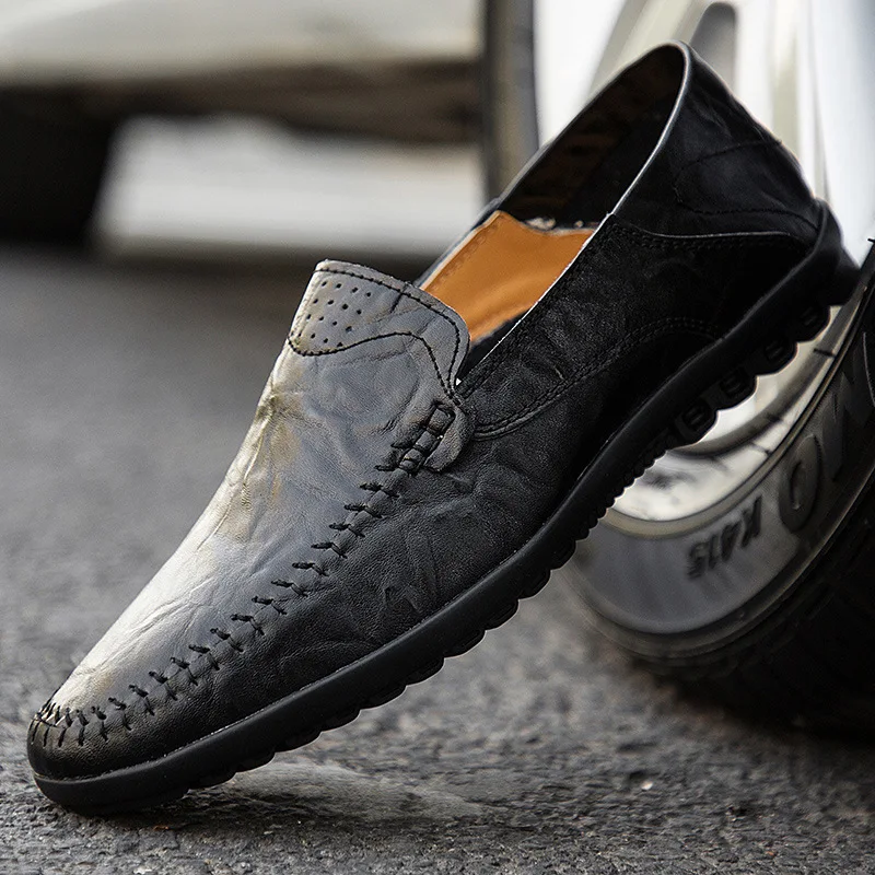 

2018 Fall New 454647 Yards Casual Leather Bean Shoes Loafers Big Size Comfortable