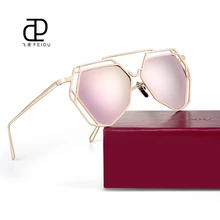 FEIDU роскошные солнцезащитные очки из сплава кошачий глаз для женщин и мужчин, брендовые дизайнерские зеркальные солнцезащитные очки с покрытием для женщин Oculos De Sol Feminino