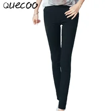 QUECOO M-XXL 2017 spring new women’s leggings casual pencil pants Ms. wild white black pants