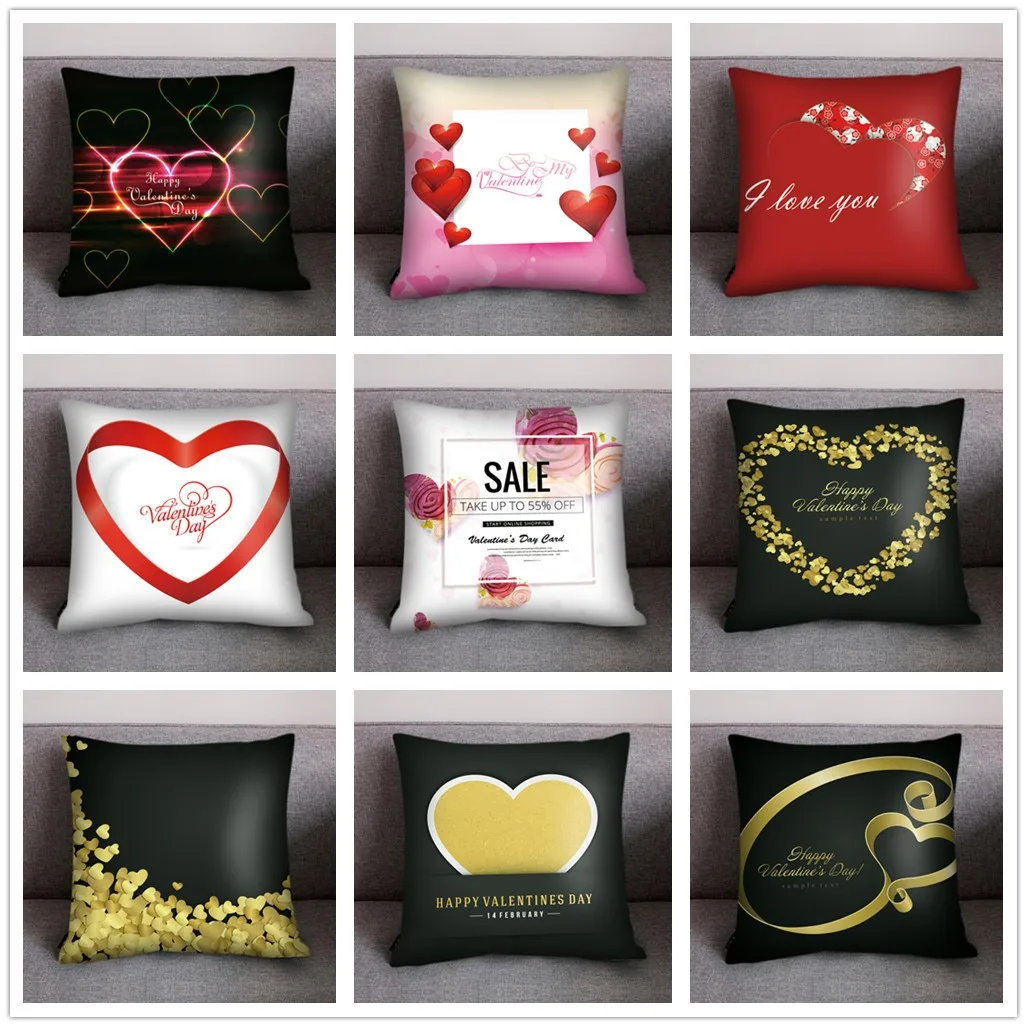 

ISHOWTIENDA Valentine's Day Print Pillow Case Polyester Sofa Car Cushion Cover Home Decor sofa decorative cushions printed squar