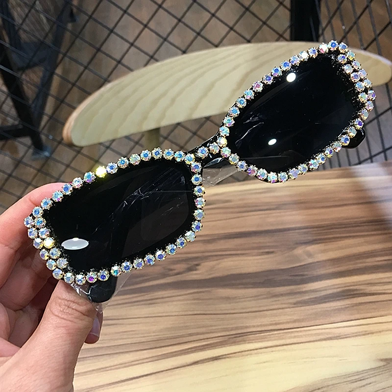 

2019 women sunglasses Small square vintage sun glasses Candy color bling diamond men sunglasses oculos de sol feminino uv400