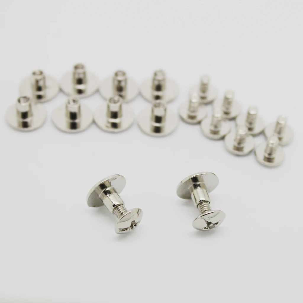 10 Sets DIY Leather Craft Belt Wallet Accessory Nail Rivets Chicago Screws Buttons Silver 5mm