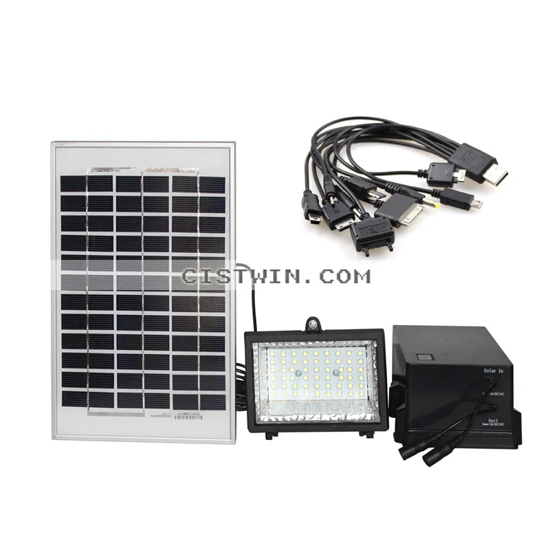 Panel White Solar Flood Lamp Lighting System and Mobile Phone Charger 