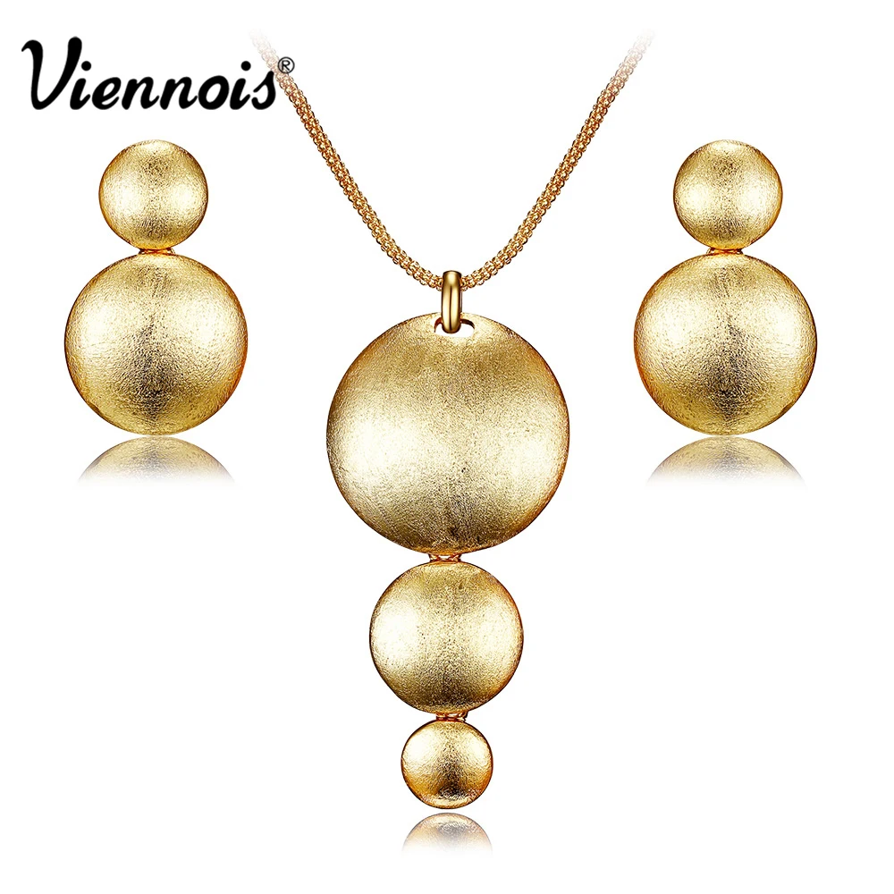 

Viennois Earrings & Necklace Jewelry Sets for Women Gold/Rose Gold Color Party Triple Layers Round Jewelry Set Fashion Jewelry