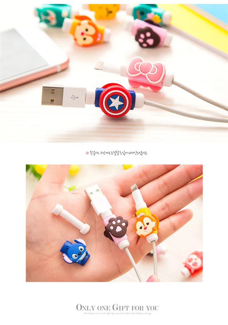 Mignon de Bande Dessinee кабель защитный кабель USB кабель Enrouleur Pour IPhone 5 5S 6 6 s 7 7 s plus Кабель протегер точка dev