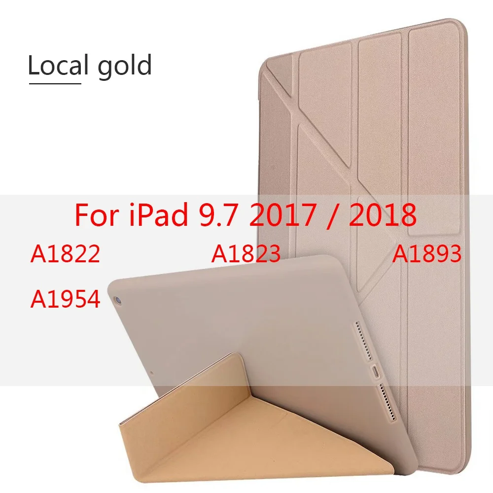 Для ipad чехол Роскошный чехол для ipad Air 2 1 5 6 чехол силиконовый Пробуждение Авто Режим сна кожаный для ipad 9,7 чехол s 6 - Цвет: Gold Air 1 2 9.7