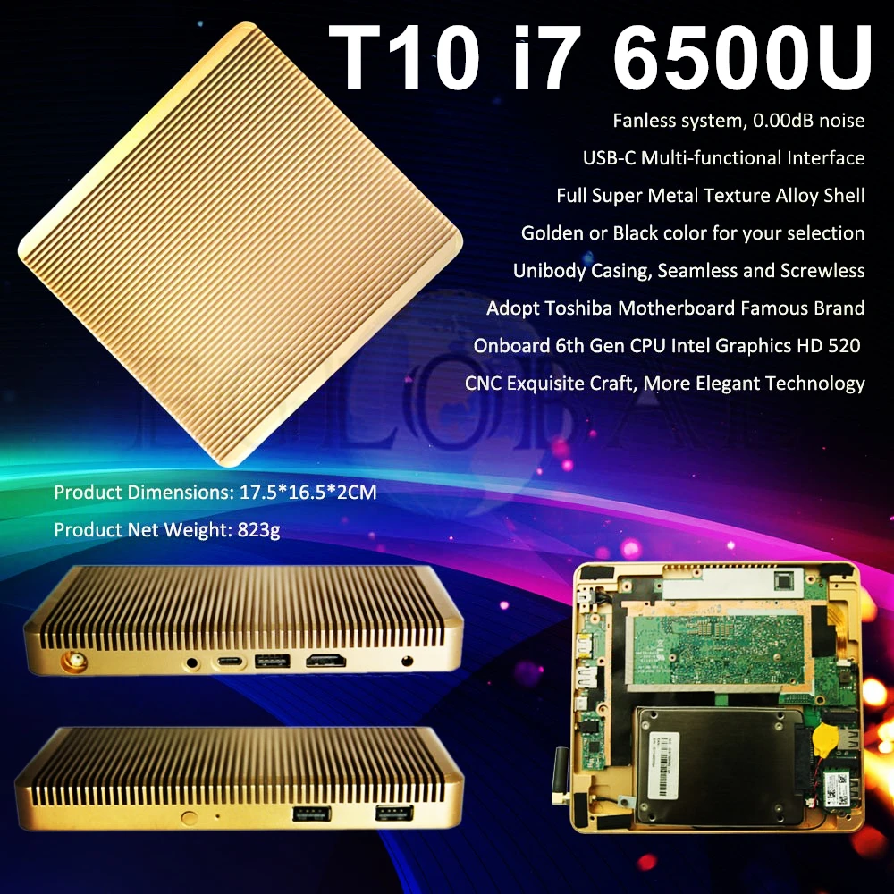 2016 High Grade 6th Gen Skylake Windows Mini PC Intel Core i7 6500U Max 3.1GHz HD Graphics 520 Micro Computer HTPC 433M AC Wifi