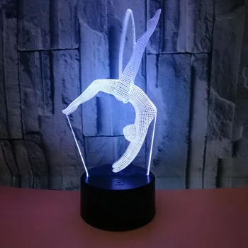 

New Gymnastic 3dNight Light Lamp Gift Originality Decorative Lamp 7 Color Small Table 3d Light Fixtures