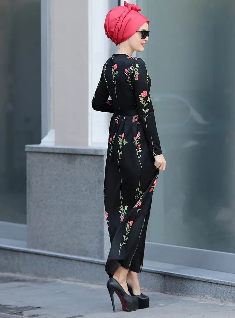 Мусульманское Платье макси с цветочным принтом scardigan абайя полный кимоно длинные халаты Jubah Дубай Ближний Восток Рамадан Арабский