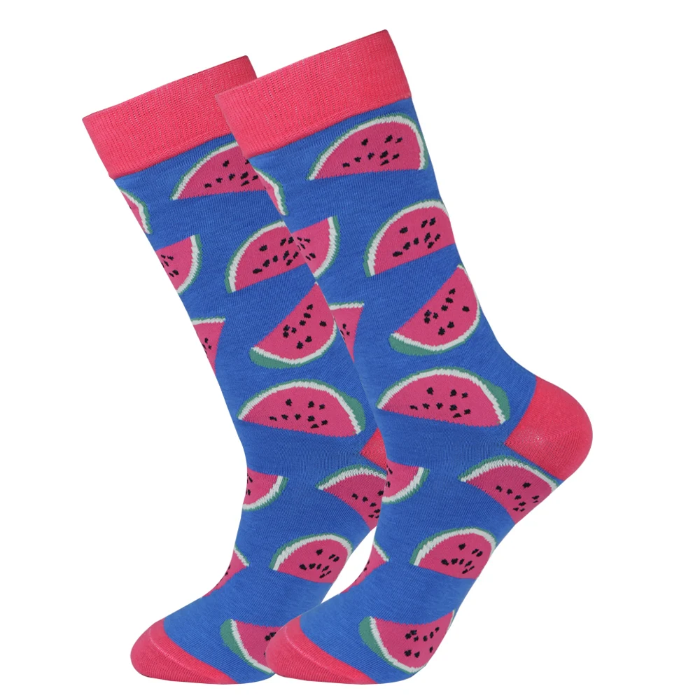 Happy Men's Watermelon Fruit Long Socks Summer Men Big Size Funny