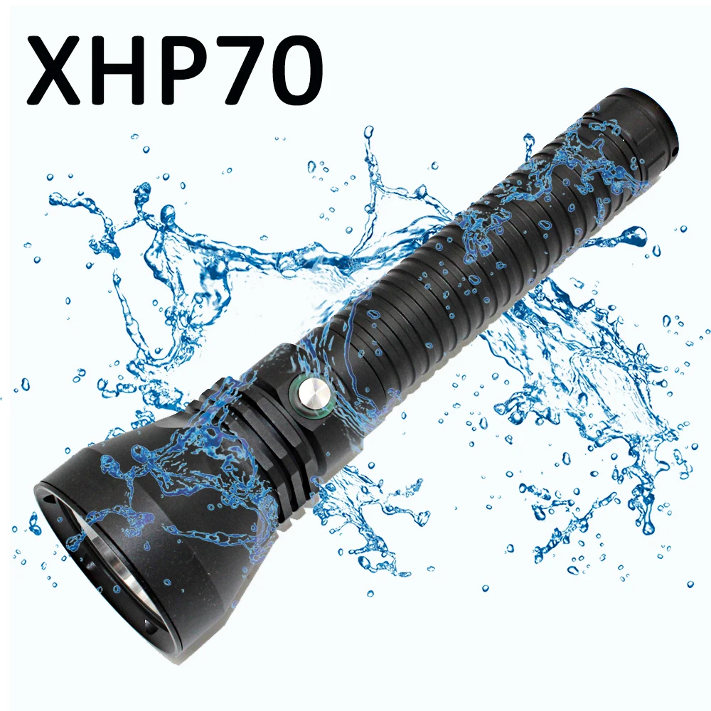 Водонепроницаемый подводный светодиодный фонарик XHP70 для дайвинга с аквалангом