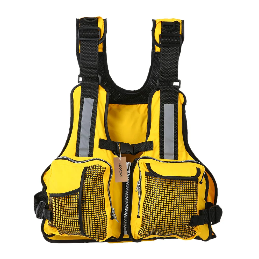 Lixada взрослый плавательный спасательный жилет с несколькими карманами, спасательный жилет для рыбалки, жилет для плавания на байдарках, куртка для катания на лодках, спасательный жилет - Цвет: Цвет: желтый